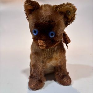 Vtg Rare Steiff SIAMY Siamese Cat 4” Mohair Blue Eyes Tongue 1959 Button Ribbon